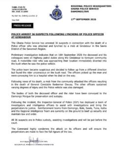 Police Arrest 36 Suspects Following Lunching of Police Officer at Gindabour 