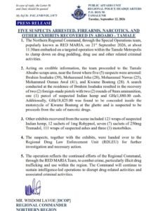 Five Suspects Arrested, In Connection With Drug Use And Other Criminal Activities Tamale Aboabo.