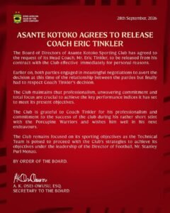 Asante Kotoko Part Ways With Coach Eric Tinkler