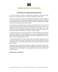 Adwoa Safo Accepts Brother Israel As Leader Of Kantanka Family And Kristo Asafo Church
